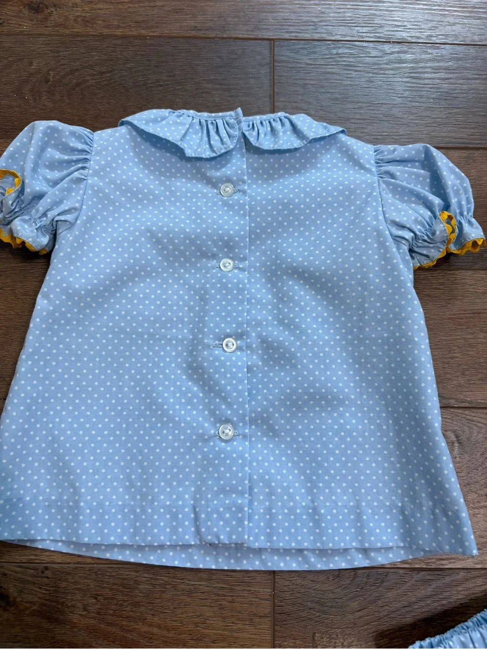 Posh Pickle 12M Baby Girl Smocked Giraffe 2pc Set Blue Polka Dot